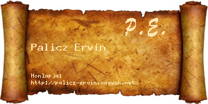 Palicz Ervin névjegykártya